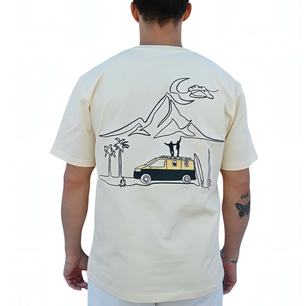 🟡 PRÉCOMMANDE: T-shirt Minimaliste Brodé 100% Coton – Design Vanlife