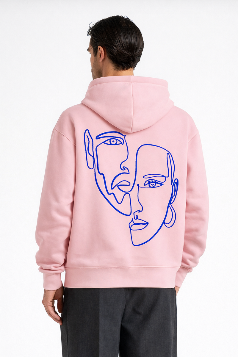 Double Visage – Hoodie Brodé One Line Art