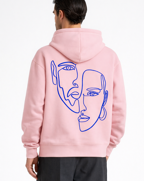 Double Visage – Hoodie Brodé One Line Art