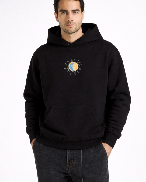 Sonne/Mond – Bestickter Hoodie