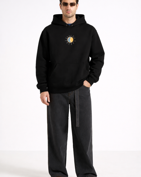 Sonne/Mond – Bestickter Hoodie