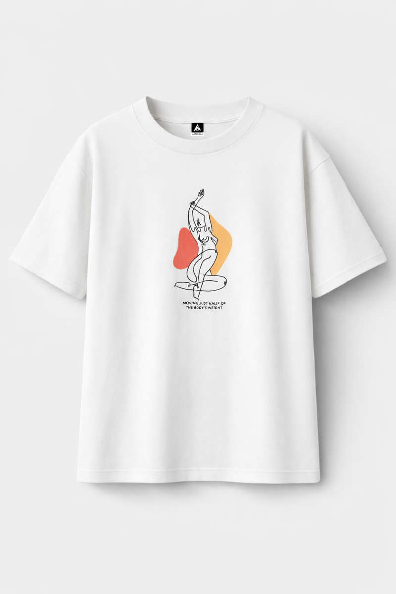 Femme Assise – T-shirt Brodé One Line Art