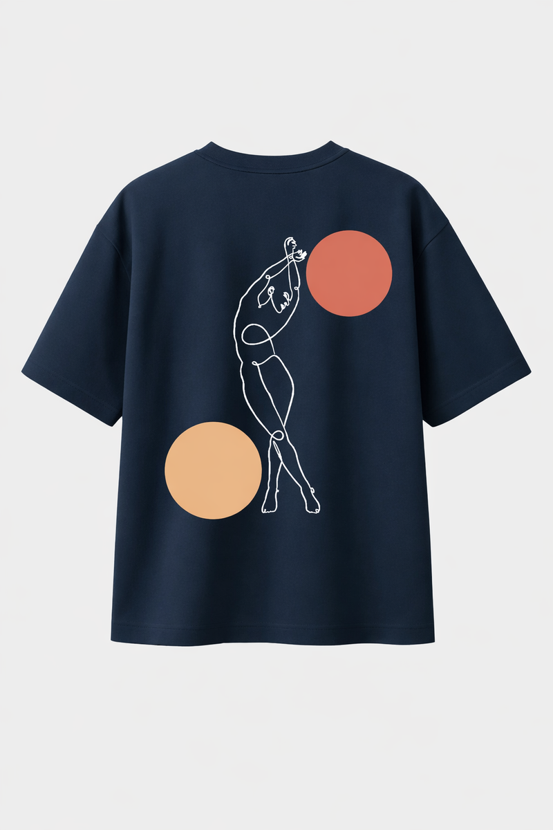 Danse des Formes – T-shirt One Line Art Minimaliste