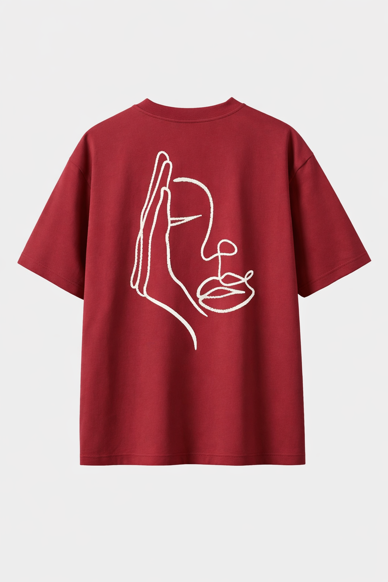 T-Shirt – Gesticktes verdecktes Gesicht