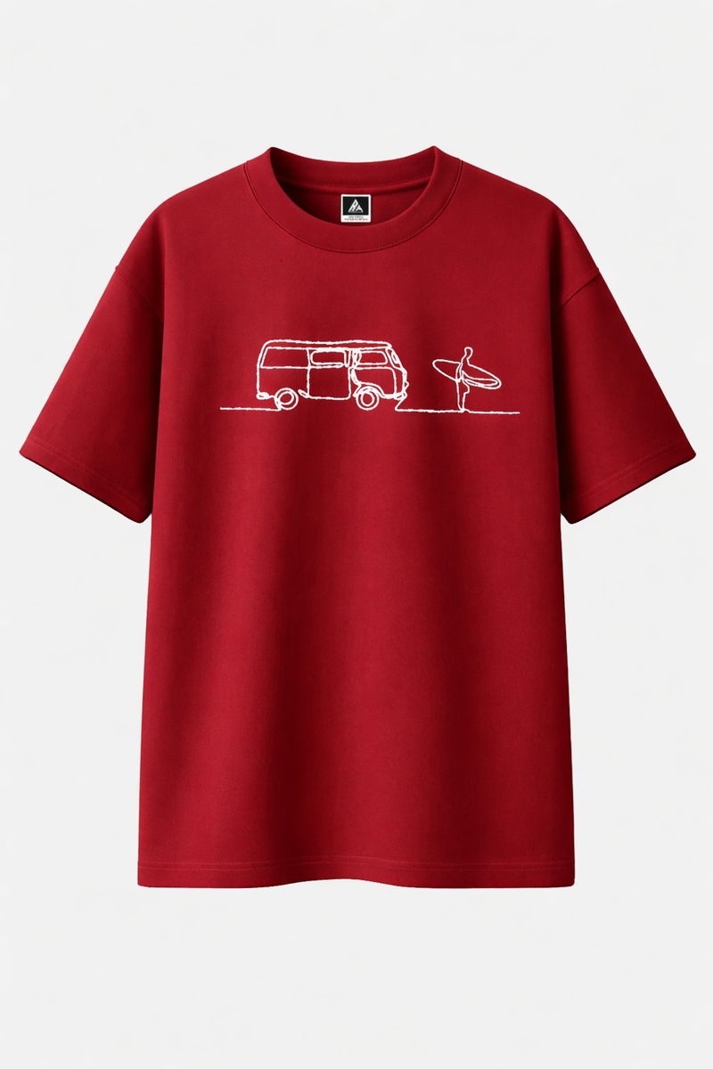 Surf - T-shirt brodé One Line Art