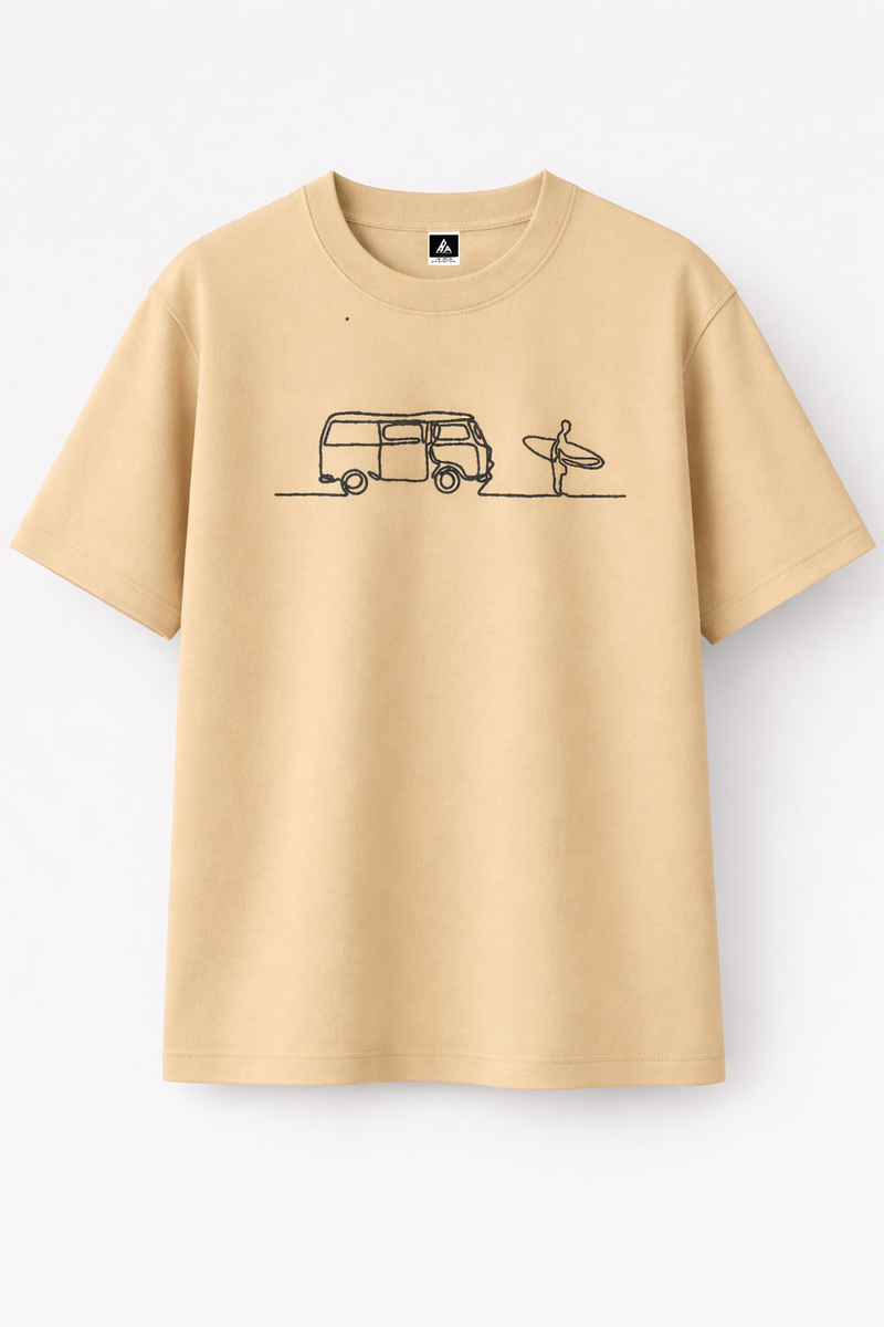 Surf – T-shirt Brodé One Line Art