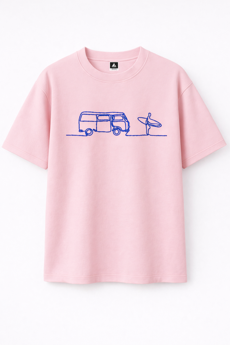 Surf – T-shirt Brodé One Line Art