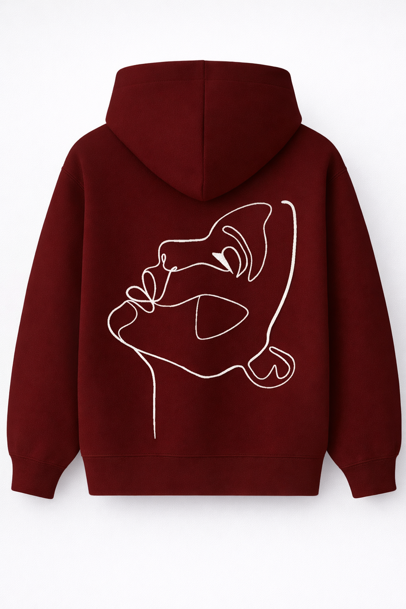 One Line Draw - Bestickter Hoodie