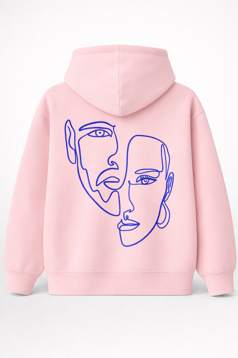 Double Visage - Hoodie brodé One Line Art