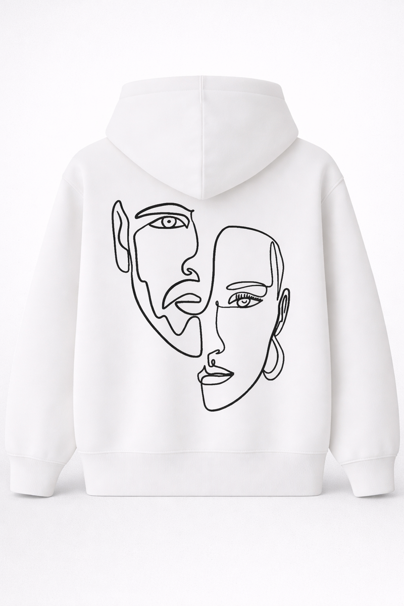 Double Visage – Hoodie Brodé One Line Art