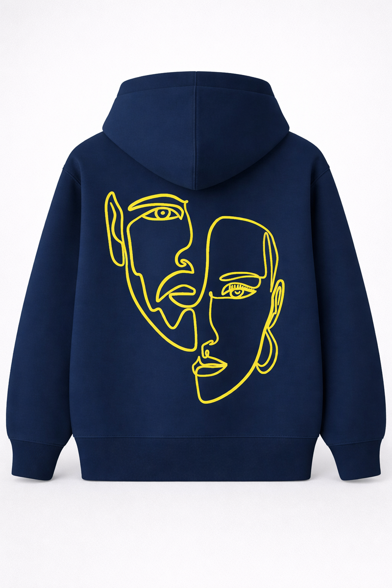 Double Visage – Hoodie Brodé One Line Art