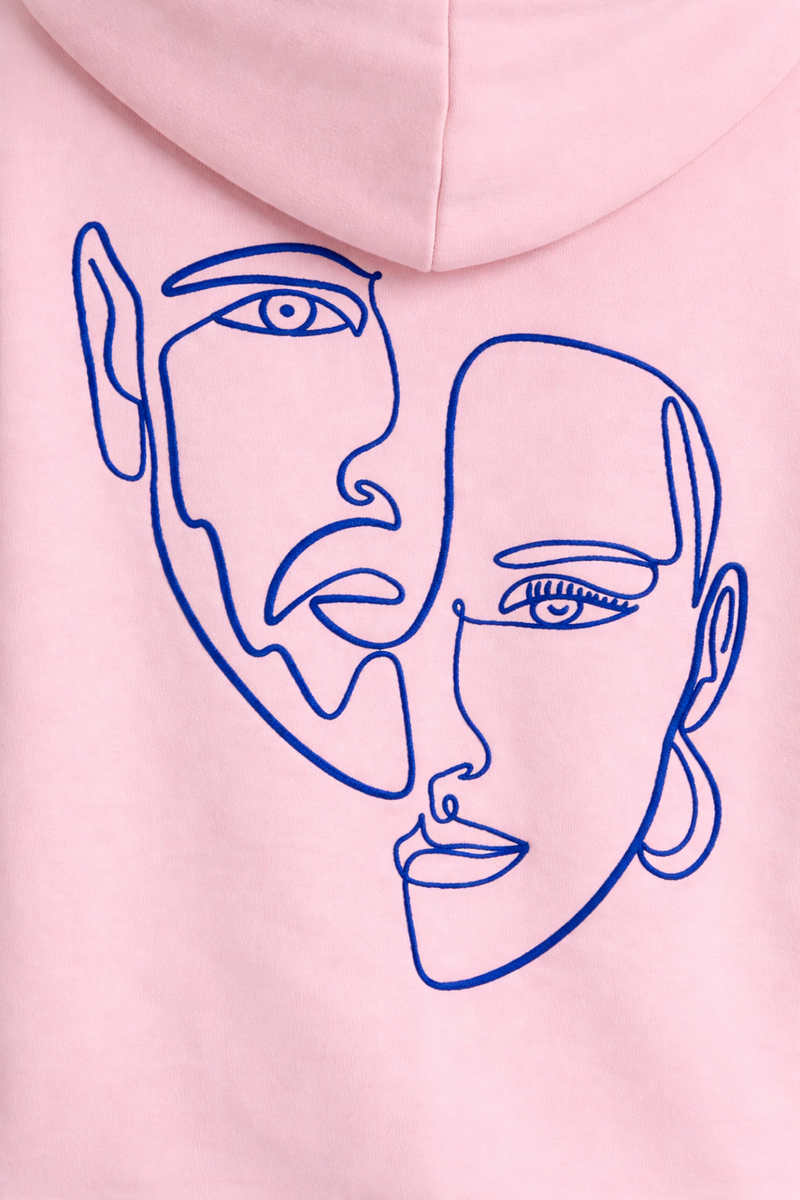 Double Visage – Hoodie Brodé One Line Art