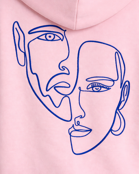 Double Visage – Hoodie Brodé One Line Art