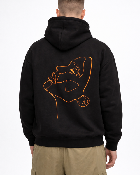 🟡 PRÉCOMMANDE: Hoodie 460g 100% Coton – Broderie Minimaliste - Design One Line Draw