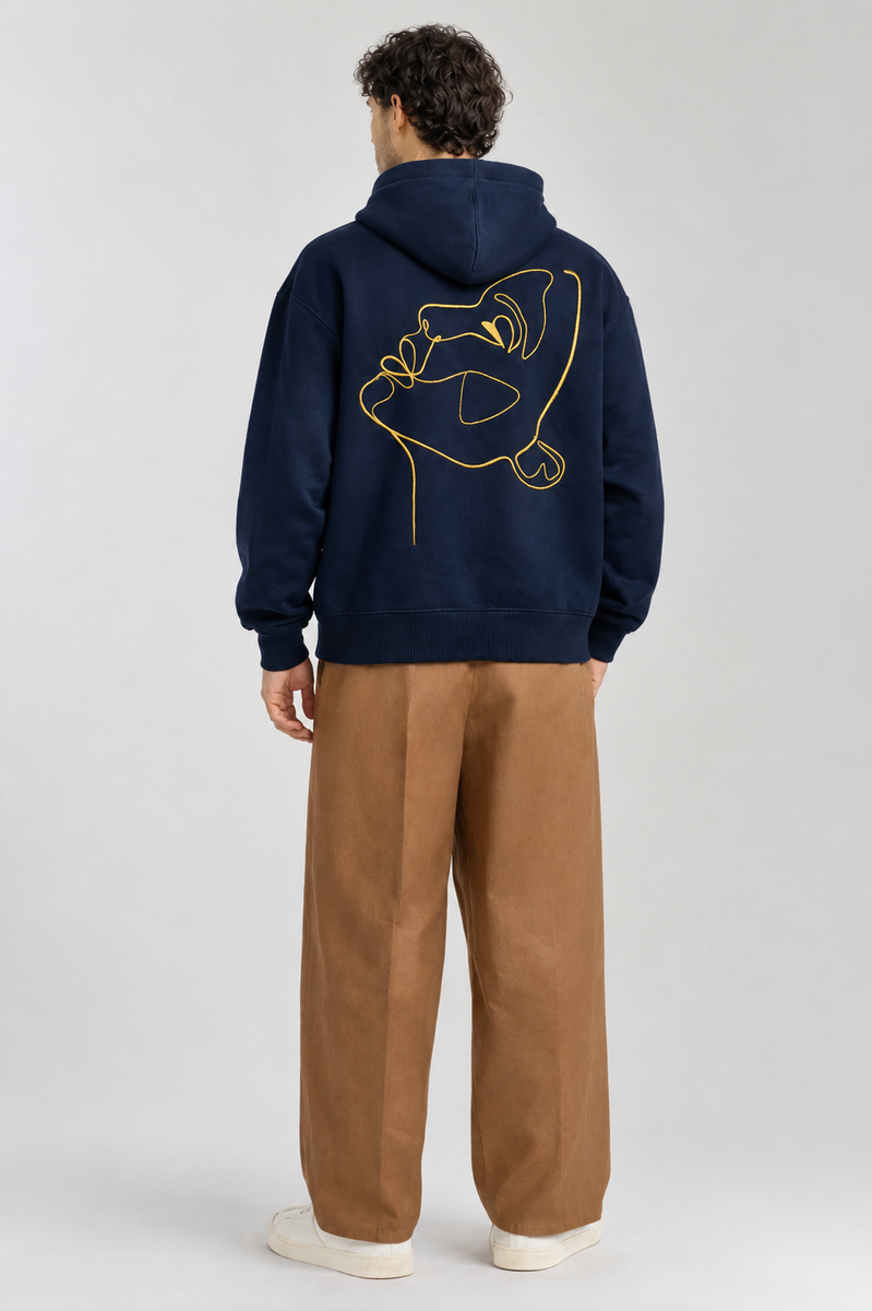 Hoodie - One Line Draw Stickerei