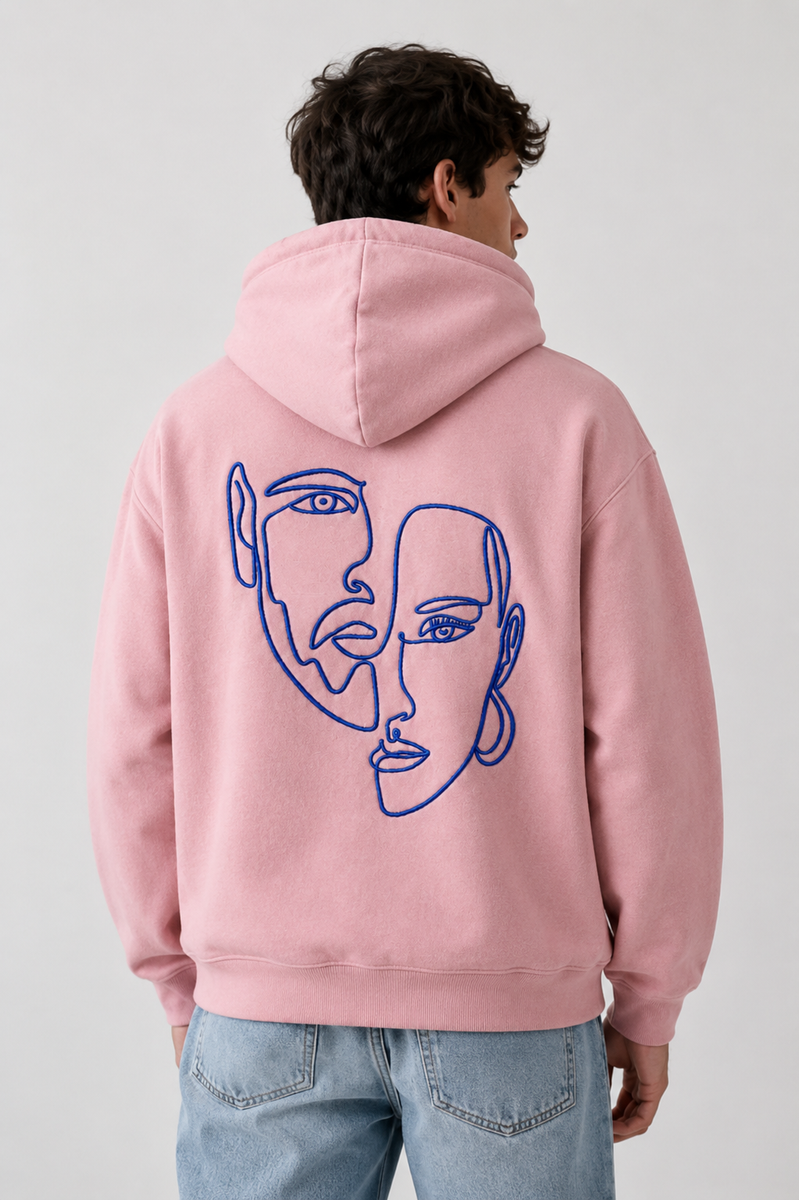 Kapuzenpullover – Doppelgesichtsstickerei