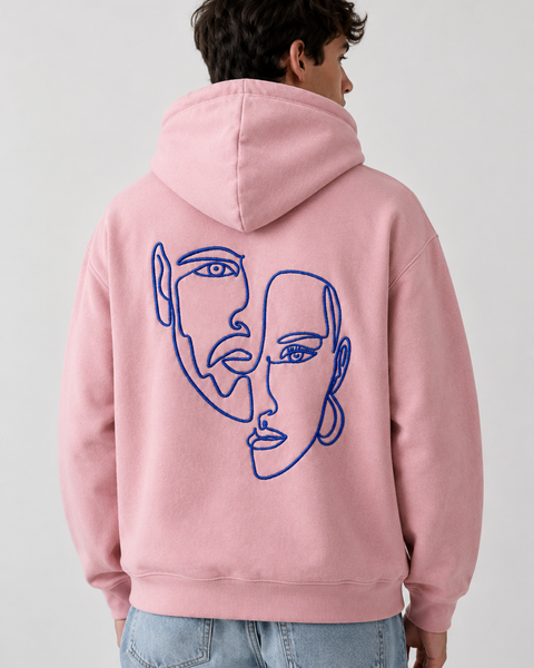 Kapuzenpullover – Doppelgesichtsstickerei