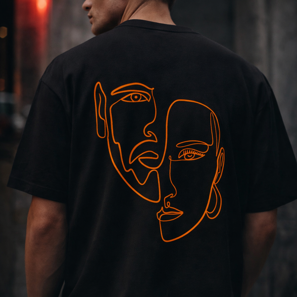 🟡 PRÉCOMMANDE: T-shirt Minimaliste Brodé 100% Coton – Design Double Visage