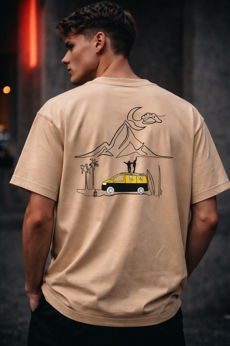 🟡 PRÉCOMMANDE: T-shirt Minimaliste Brodé 100% Coton – Design Vanlife Ma boutique