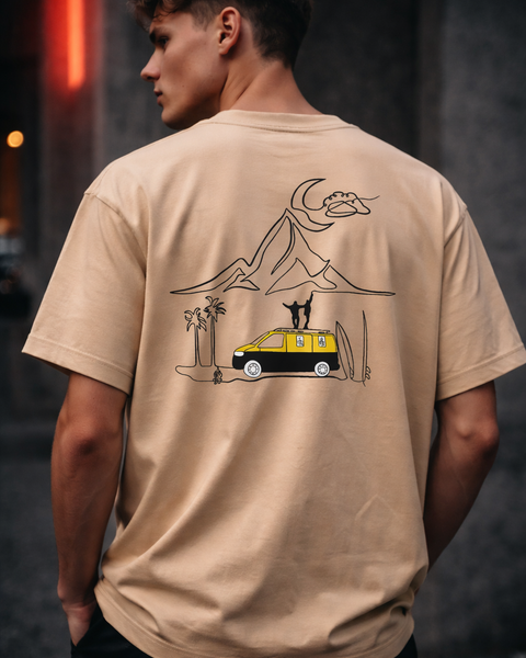 🟡 PRÉCOMMANDE: T-shirt Minimaliste Brodé 100% Coton – Design Vanlife