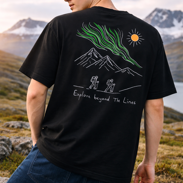 🟡 PRÉCOMMANDE: T-shirt Minimaliste Brodé 100% Coton – Design Randonnée