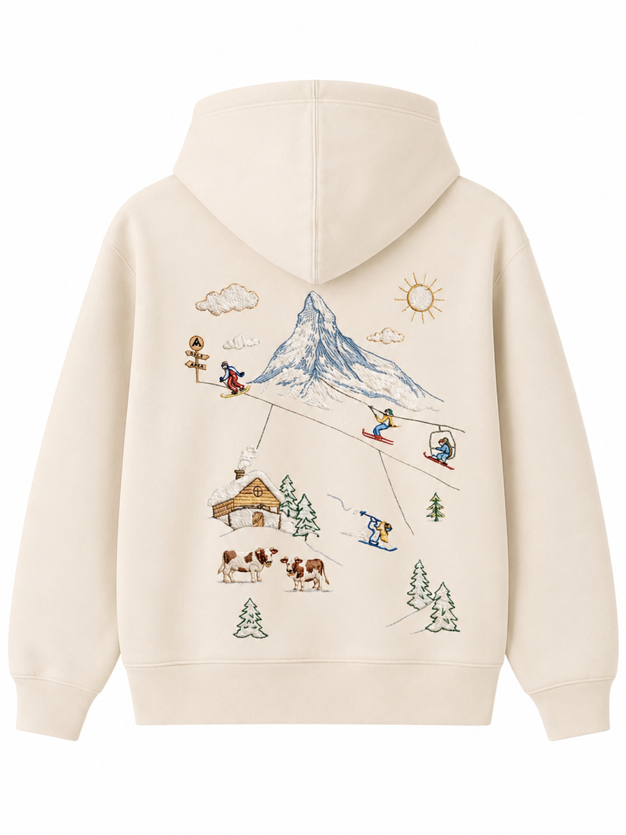 Swiss Alps Ski – Hoodie Brodé Souvenir Suisse