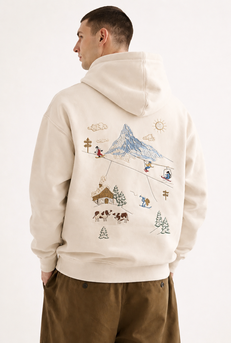 Swiss Alps Ski – Hoodie Brodé Souvenir Suisse