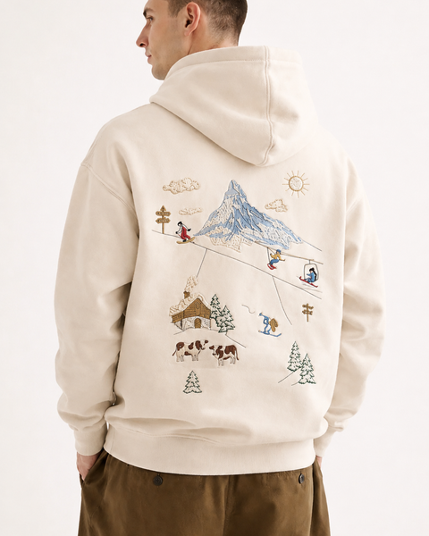 Swiss Alps Ski – Hoodie Brodé Souvenir Suisse