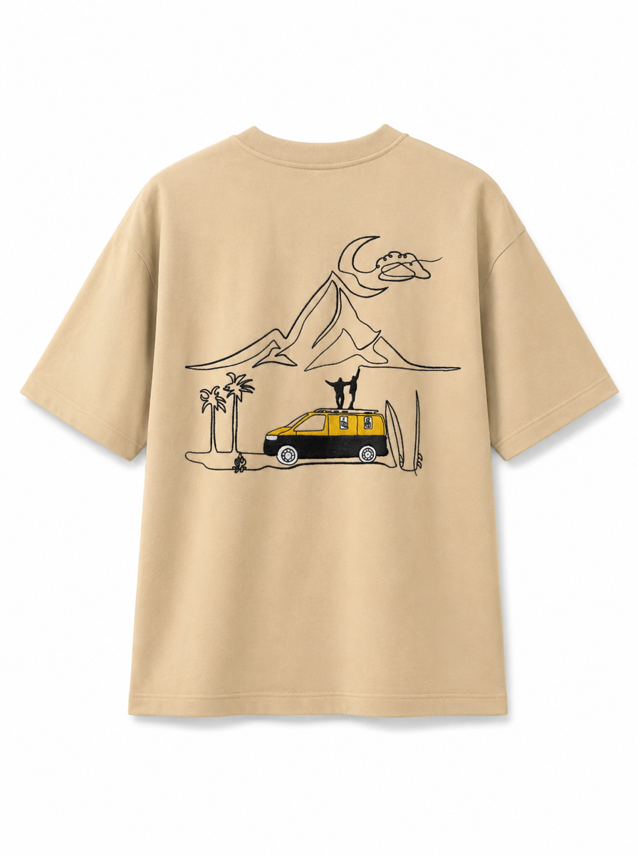 Vanlife – T-shirt Brodé One Line Art