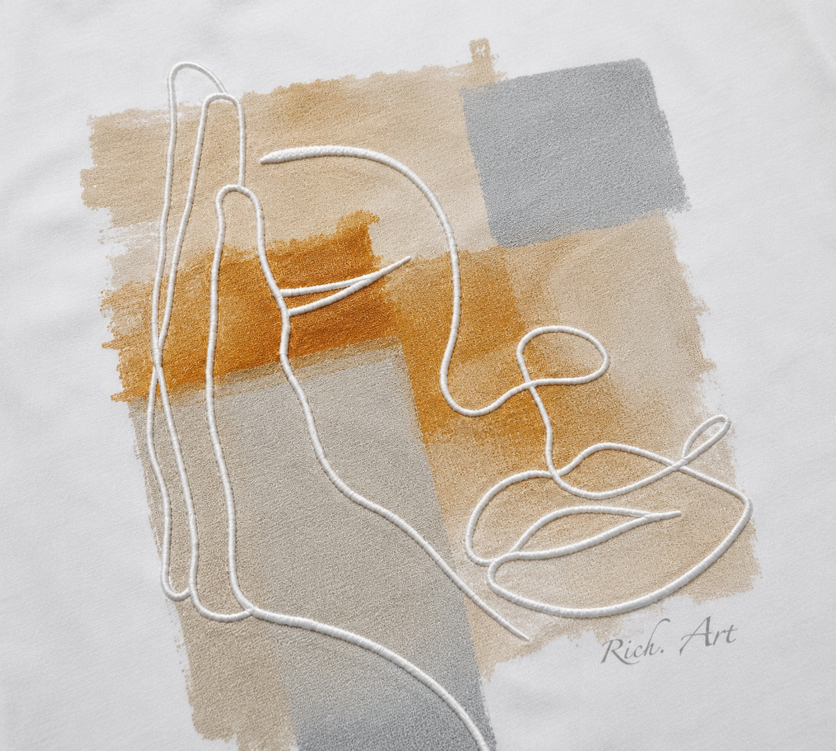 Essence T-Shirt Brodé Portrait Abstrait – Rich.Art