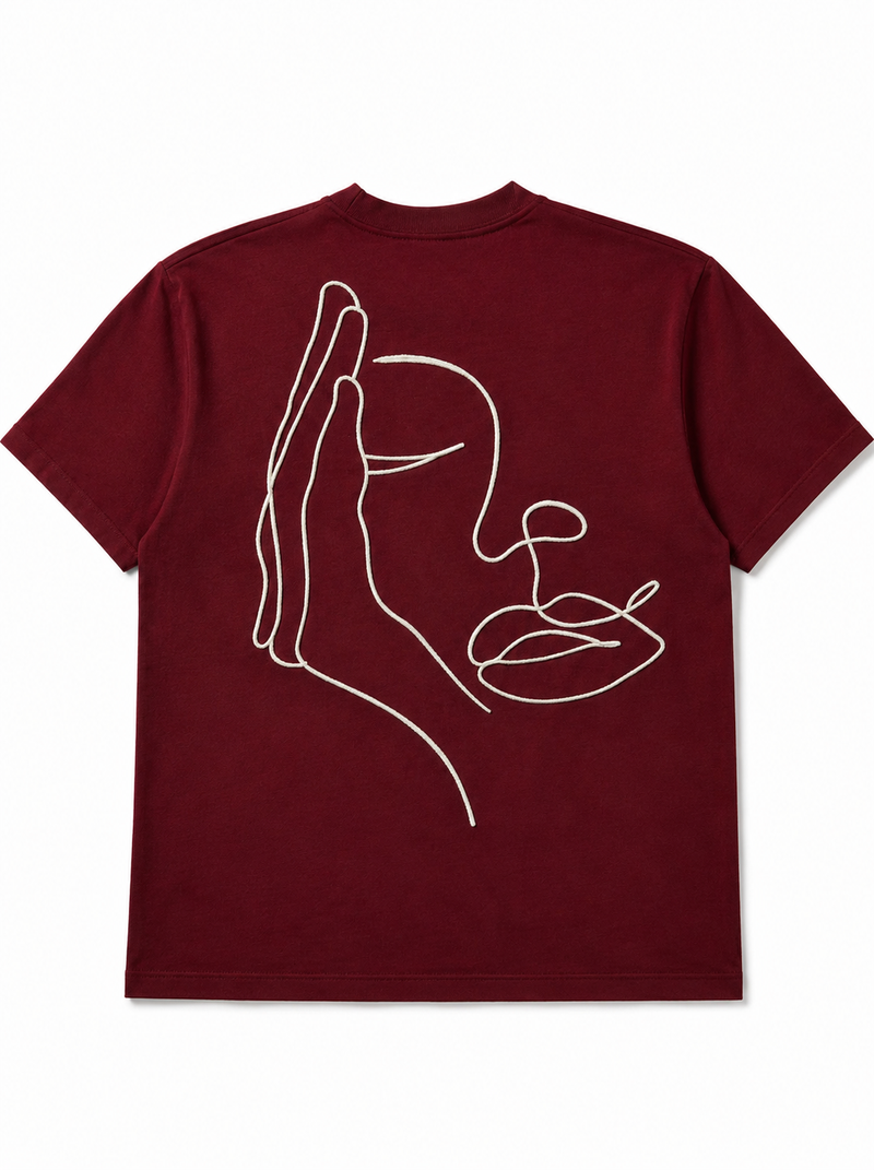 T-shirt Rich.Art Visage Caché, dessin abstrait brodé