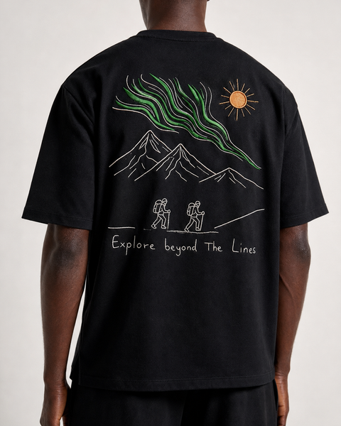 Islande – T-shirt Brodé One Line Art