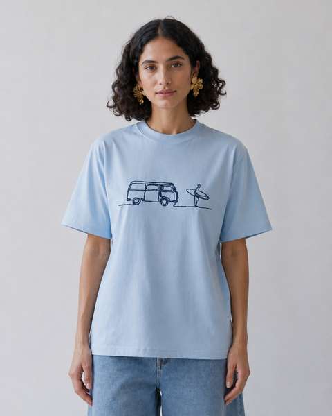 Surf - T-shirt brodé One Line Art