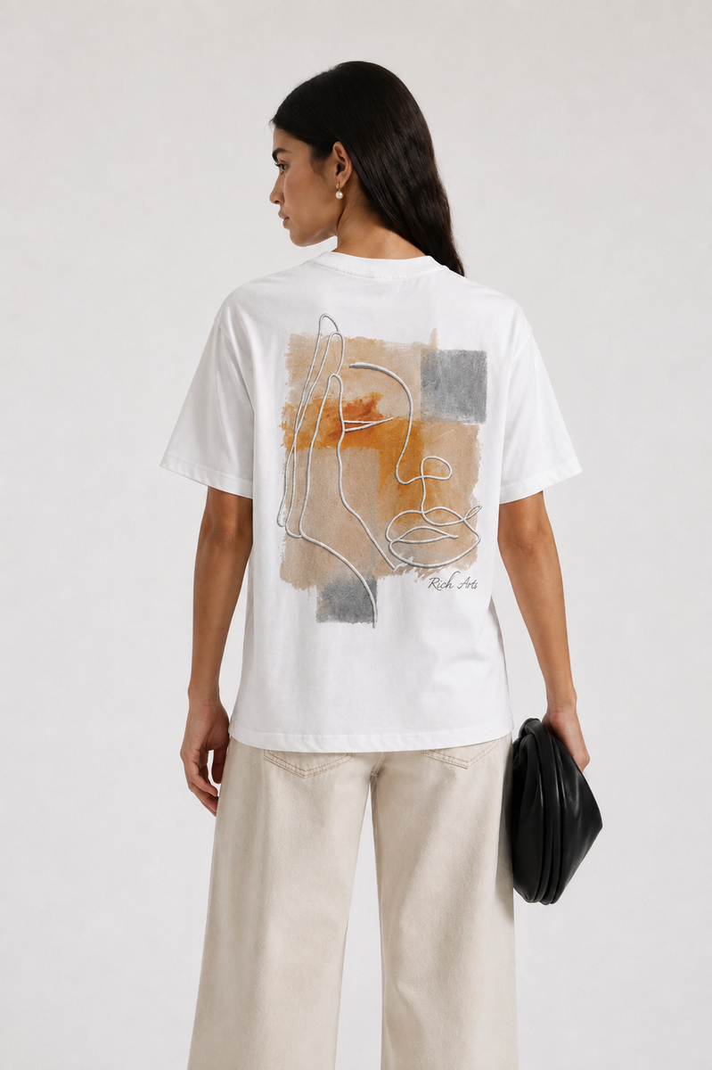 Essence T-Shirt Brodé Portrait Abstrait – Rich.Art