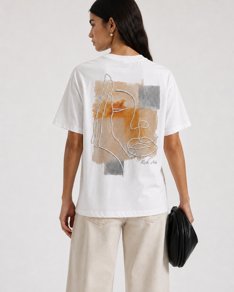 Essence T-Shirt Brodé Portrait Abstrait – Rich.Art