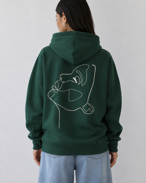 One Line Draw - Bestickter Hoodie