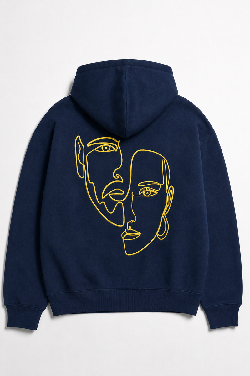 Kapuzenpullover – Doppelgesichtsstickerei
