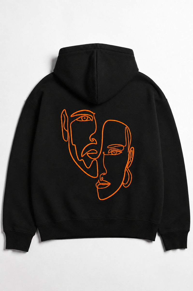 Kapuzenpullover – Doppelgesichtsstickerei