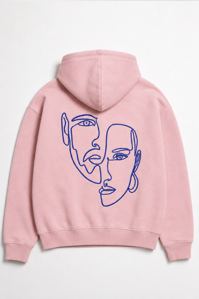 Double Visage - Hoodie brodé One Line Art
