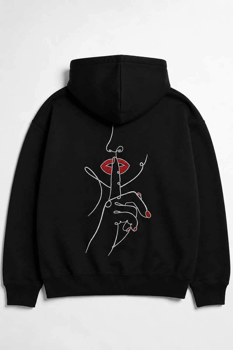 Silence - Hoodie brodé One Line Art