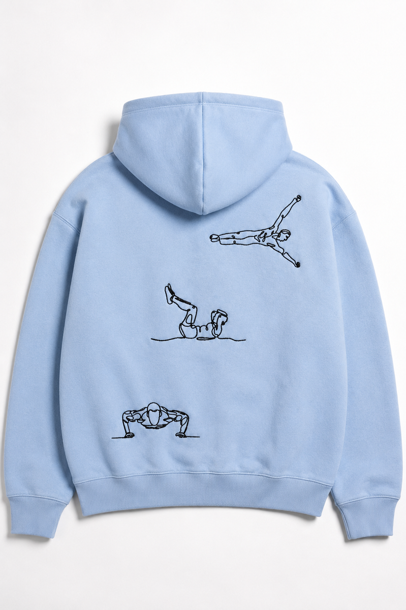 Street Workout – Hoodie Brodé One Line Art