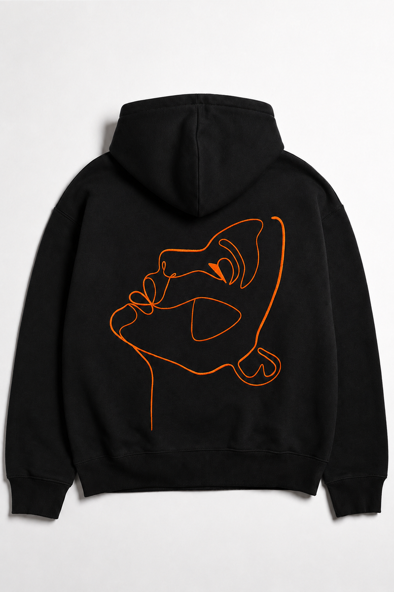 Hoodie - One Line Draw Stickerei