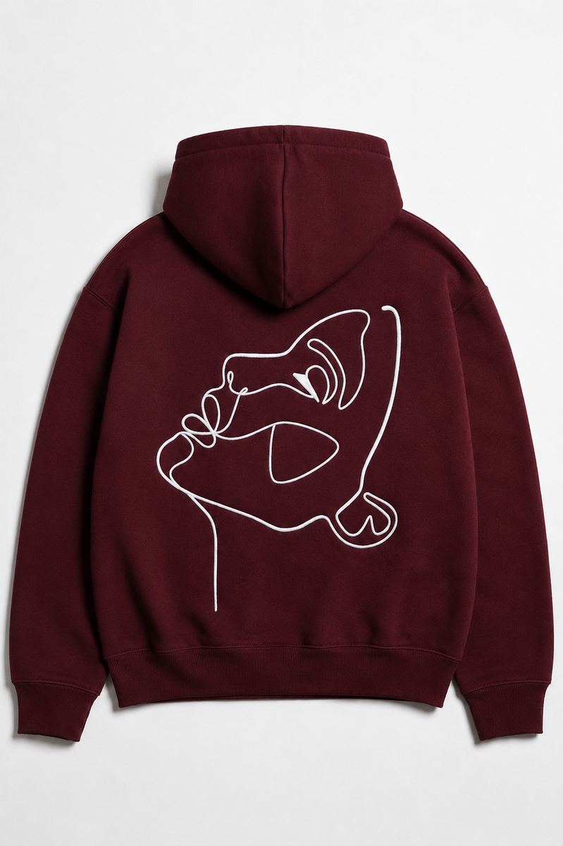 Hoodie - One Line Draw Stickerei