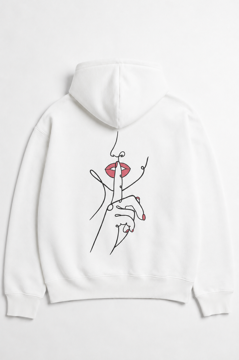 Silence - Hoodie brodé One Line Art