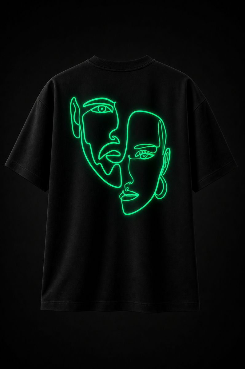 Double Visage – T-shirt Phosphorescent One Line Art
