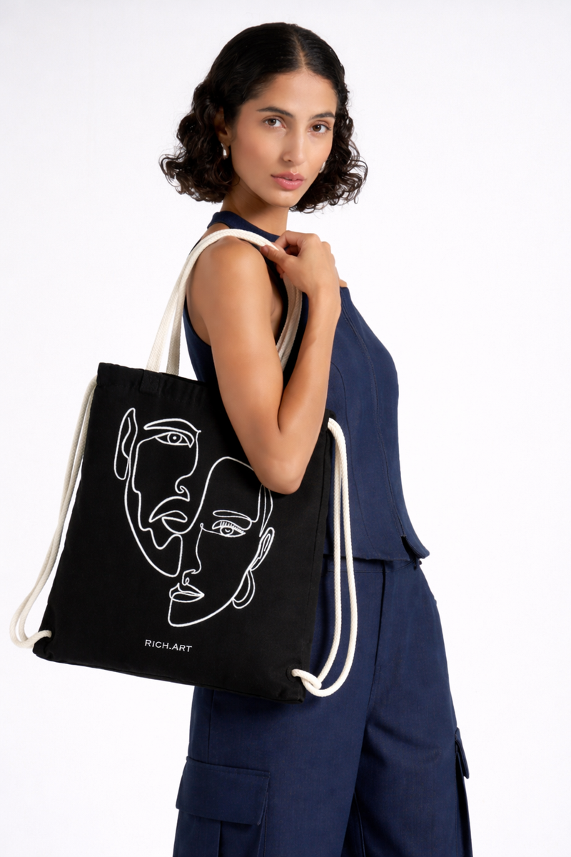 Double Visage - Tote-bag brodé Rich.Art