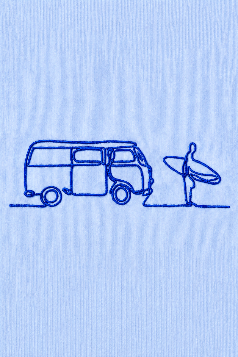 Surf - T-shirt brodé One Line Art