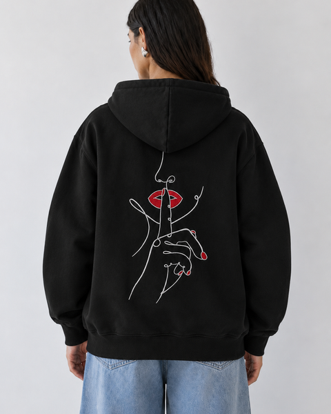 Silence - Hoodie brodé One Line Art