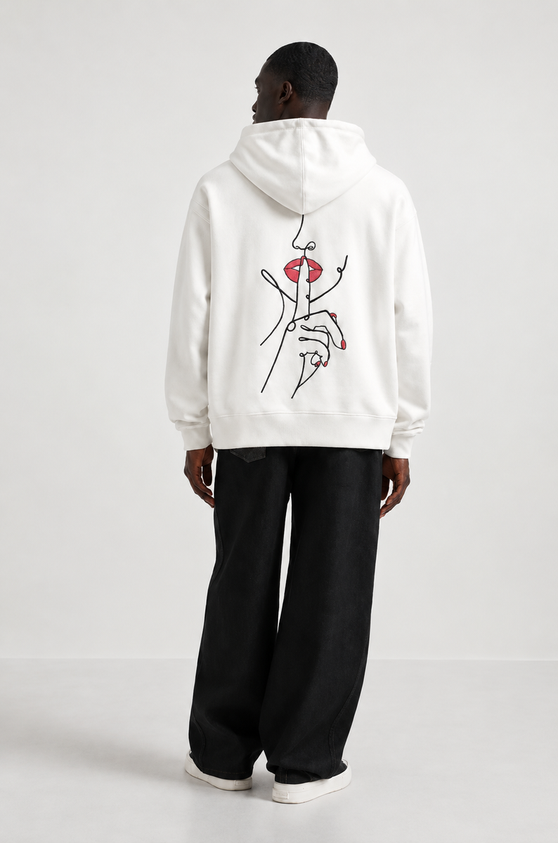 Silence - Hoodie brodé One Line Art