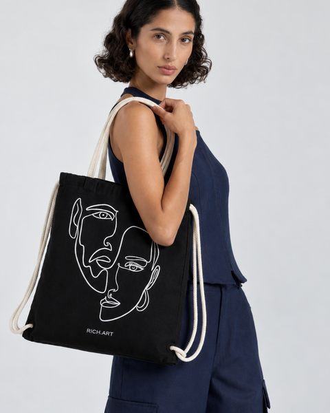 Double Visage - Bestickter Tote-Bag
